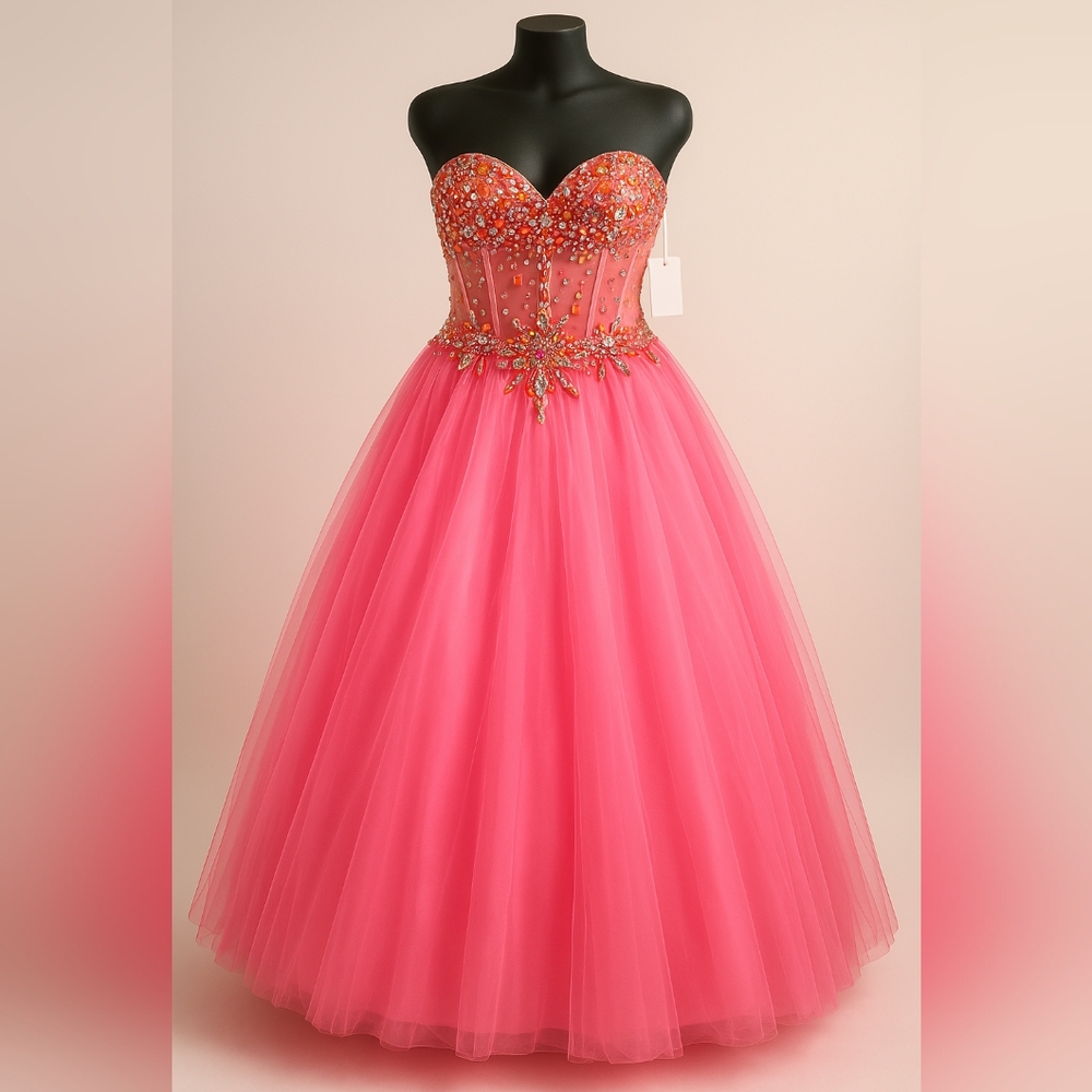 2Cute Hot Pink Size 4 Corset Gown